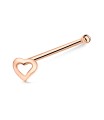 Hollow Flat Heart Silver Bone Nose Stud NSKD-132